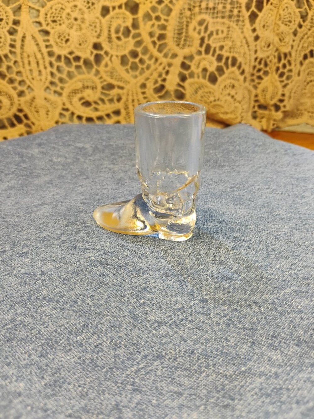Vintage Clear Glass Cowboy Boot Shot Glass/Toothpick Holder